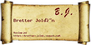 Bretter Jolán névjegykártya