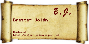 Bretter Jolán névjegykártya